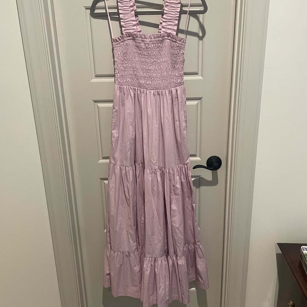 Lilac Smocked Bodice Maxi Dress